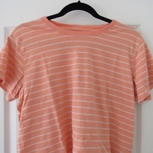 cropped striped coral crew tee